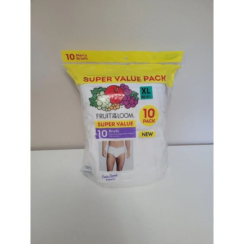 Fruit of the Loom Men's White Briefs 10 Pack XL NEW